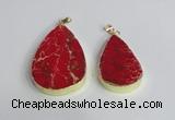 NGP2456 20*30mm - 30*35mm flat teardrop sea sediment jasper pendants