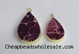 NGP2462 30*40mm - 40*50mm flat teardrop sea sediment jasper pendants