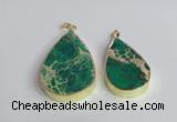 NGP2465 30*40mm - 40*50mm flat teardrop sea sediment jasper pendants