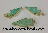 NGP2522 15*32mm - 22*55mm arrowhead Russian amazonite pendants