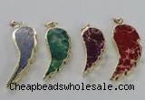 NGP2530 18*40mm - 22*55mm wing-shaped sea sediment jasper pendants