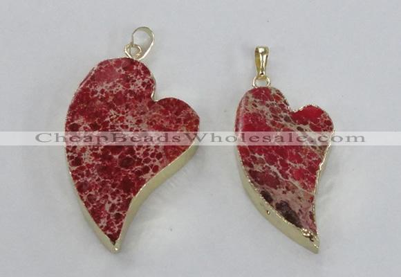 NGP2607 40*50mm - 50*70mm heart sea sediment jasper pendants