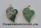 NGP2609 40*50mm - 50*70mm heart sea sediment jasper pendants