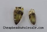 NGP2630 15*35mm - 18*40mm cone lemon quartz gemstone pendants