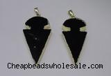 NGP2651 25*48mm - 28*54mm arrowhead agate pendants wholesale