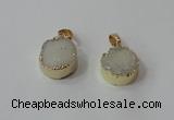 NGP2665 14mm - 15mm coin druzy quartz gemstone pendants