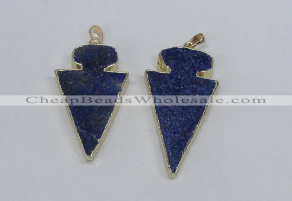 NGP2690 25*40mm - 30*55mm arrowhead lapis lazuli pendants