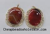 NGP2757 50*60mm oval agate gemstone pendants wholesale