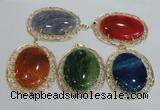 NGP2760 50*60mm oval agate gemstone pendants wholesale