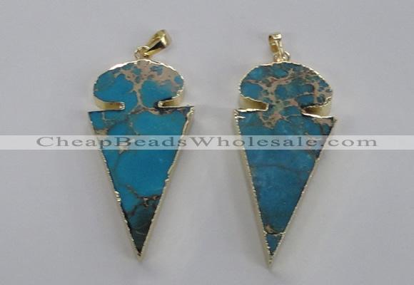 NGP2821 25*50mm - 27*55mm arrowhead sea sediment jasper pendants