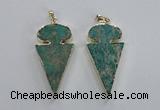 NGP2822 25*50mm - 27*55mm arrowhead sea sediment jasper pendants