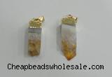 NGP2839 8*25mm - 12*40mm sticks druzy citrine gemstone pendants