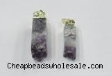 NGP2841 12*40mm - 14*50mm sticks druzy amethyst gemstone pendants