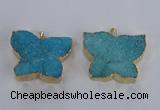 NGP2874 40*50mm - 45*55mm butterfly druzy agate pendants wholesale