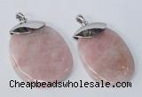 NGP2879 45*65mm - 50*70mm freeform rose quartz gemstone pendants