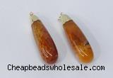 NGP2921 16*58mm - 18*60mm teardrop agate gemstone pendants