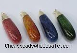 NGP2926 16*58mm - 18*60mm teardrop agate gemstone pendants