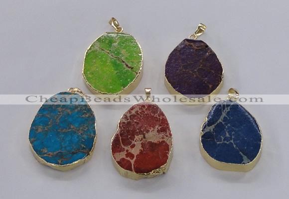 NGP2947 25*35mm – 35*45mm freeform sea sediment jasper pendants