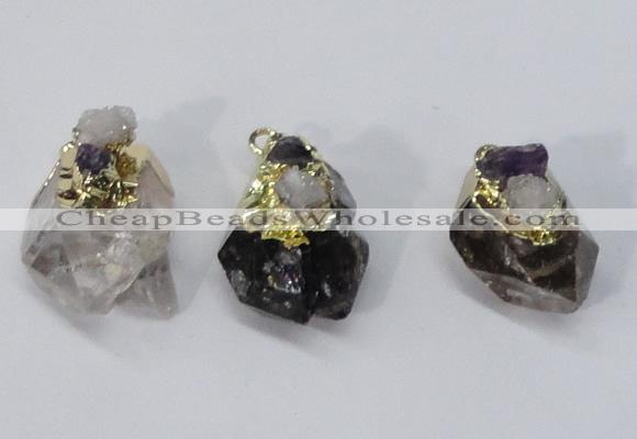 NGP2958 18*25mm - 20*35mm freeform mixed quartz pendants