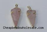 NGP3027 15*35mm – 20*50mm arrowhead rose quartz gemstone pendants