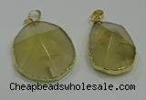 NGP3063 25*35mm – 35*45mm freeform lemon quartz pendants