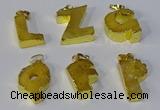 NGP3071 20*25mm - 25*30mm letter druzy agate pendants wholesale