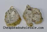 NGP3135 25*35mm - 40*50mm freeform plated druzy agate pendants