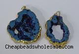 NGP3144 25*35mm - 40*50mm freeform plated druzy agate pendants