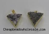 NGP3220 25*30mm - 30*35mm triangle druzy agate pendants