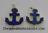 NGP3222 38*42mm - 40*45mm anchor lapis lazuli gemstone pendants