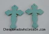 NGP3224 50*75mm cross turquoise gemstone pendants wholeasle