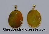 NGP3292 33*45mm faceted oval agate gemstone pendants wholesale