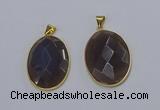 NGP3295 33*45mm faceted oval agate gemstone pendants wholesale