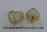 NGP3331 30*30mm - 35*35mm heart druzy agate gemstone pendants