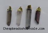 NGP3405 10*45mm - 12*55mm sticks plated quartz pendants wholesale