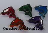 NGP3429 25*40mm - 30*45mm dolphin agate gemstone pendants