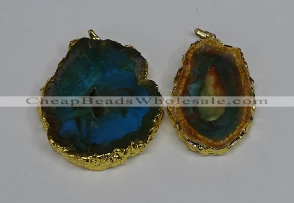 NGP3486 40*50mm - 50*65mm freeform druzy agate gemstone pendants