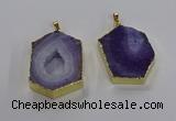 NGP3495 25*40mm - 30*45mm hexagon druzy agate pendants