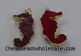 NGP3533 22*58mm - 25*55mm seahorse agate gemstone pendants