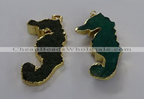 NGP3535 22*58mm - 25*55mm seahorse agate gemstone pendants