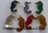 NGP3538 22*58mm - 25*55mm seahorse agate gemstone pendants