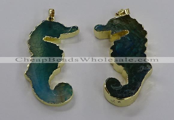 NGP3544 22*58mm - 25*55mm seahorse agate pendants wholesale