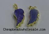 NGP3605 15*30mm - 18*40mm wing-shaped druzy agate pendants