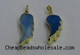 NGP3607 15*30mm - 18*40mm wing-shaped druzy agate pendants