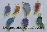 NGP3610 15*30mm - 18*40mm wing-shaped druzy agate pendants