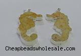 NGP3663 22*58mm - 25*55mm seahorse fossil coral pendants