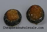 NGP3678 35*45mm oval plated druzy agate gemstone pendants