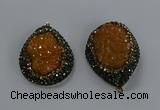 NGP3679 35*45mm teardrop plated druzy agate gemstone pendants