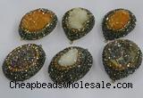 NGP3694 35*45mm freeform plated druzy agate gemstone pendants