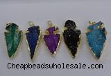 NGP3819 25*45mm - 30*60mm arrowhead dyed white crystal pendants